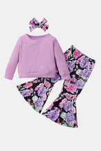 Load image into Gallery viewer, Toddler Girl and Girls Top and Floral Bell Bottoms Pants Set
