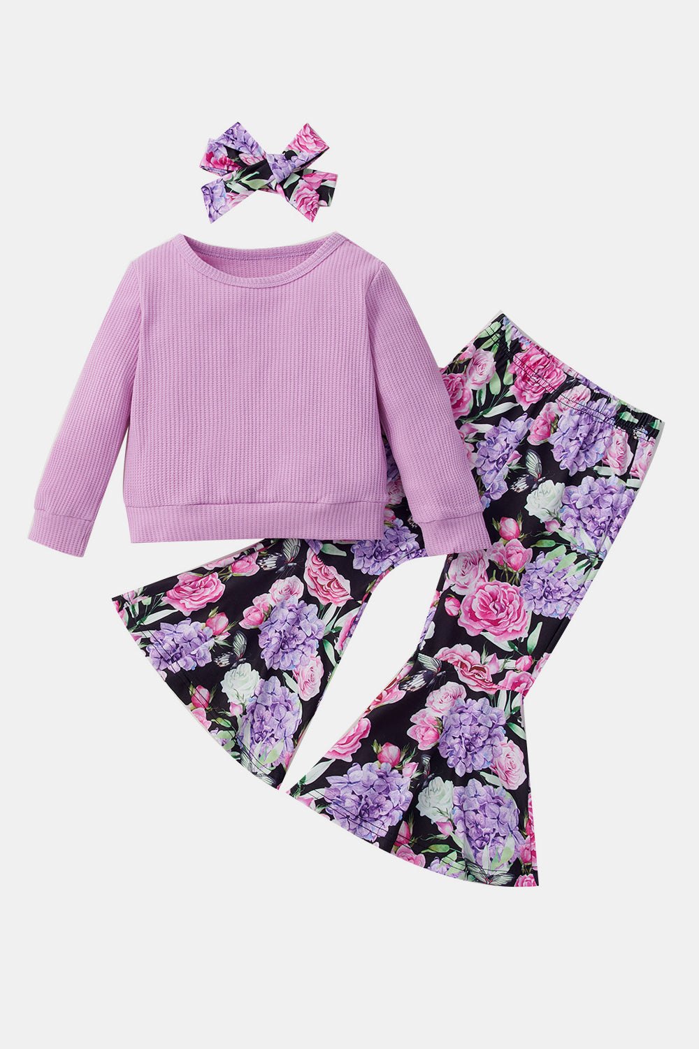 Toddler Girl and Girls Top and Floral Bell Bottoms Pants Set