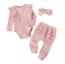 Load image into Gallery viewer, Baby Girl and Toddler Girl Ribbed Knit Ruffles Set
