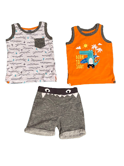 3PC Gator Toddler Boy Shorts and Tank Top Set