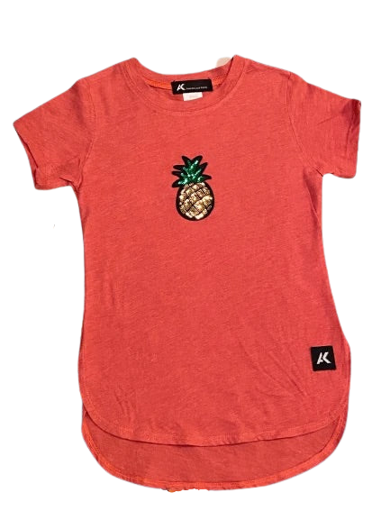 Dark Coral Hem Pineapple Tee