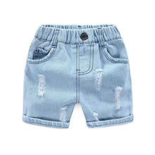 Load image into Gallery viewer, Pull on Distressed Denim Shorts
