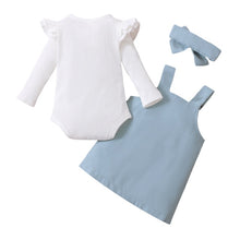 Cargar imagen en el visor de la galería, Baby Girl and Toddler Girl Long Sleeve Overall Dress w/ Headband
